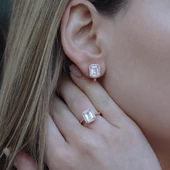 Rose Gold Kaplama Baget Taşlı Gümüş Takım thumbnail 3