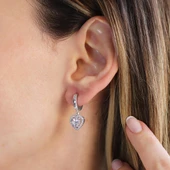 Kalp Pndr Zirkon Taşlı Gümüş Küpe thumbnail 4