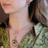 Azotic Topaz Taşlı El İşi Otantik Gümüş Set thumbnail 1