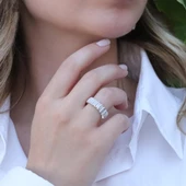 Zirkon Taşlı İstiridye Tamtur Gümüş Yüzük thumbnail 3