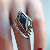 Safir Taşlı Gümüş Otantik Tasarım Yüzük thumbnail 1