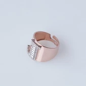 J Harfi Baget Taşlı Rose Gold Kaplama Gümüş Yüzük thumbnail 2