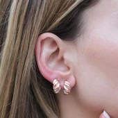 Burgu Rose Gold Kaplama Halka Gümüş Küpe thumbnail 1