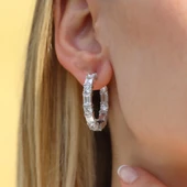 Emerald Taşlı Halka Gümüş Küpe thumbnail 1