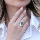 Zümrüt Taşlı Serpent Gümüş Yüzük thumbnail 1