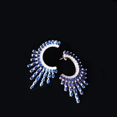 Safir Taşlı Güneş Tasarım Gümüş Küpe thumbnail 2