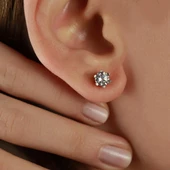 6 Tırnaklı Round Kesim Tek Taş Starlight Diamond Takım thumbnail 5