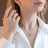 Lotus Çiçeği Sitrin Taşlı Gümüş Set thumbnail 1