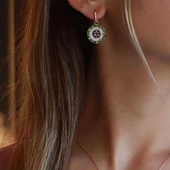 Renkli Zirkon Taşlı Yıldız Rose Gold Kaplama Gümüş Küpe thumbnail 2