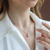 Lotus Çiçeği Sitrin Taşlı Gümüş Set thumbnail 2