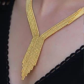 Dorika 925 Ayar Gümüş Gold Kaplama Trabzon Gerdanlık thumbnail 2