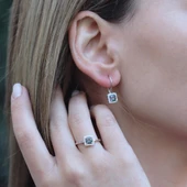 Mistik Topaz Taşlı Kare Montür Gümüş Takım thumbnail 3