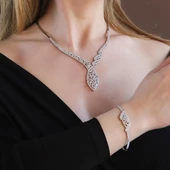 Cuture Model Zirkon Taşlı Gümüş Gerdanlık Set thumbnail 1