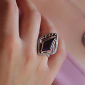 Ametist Taşlı Gümüş Otantik Tasarım Yüzük thumbnail 1