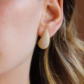 Bottega Damla Taşlı Gold Kaplama Gümüş Küpe - 2