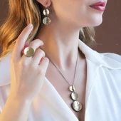 Yuvarlak El İşi Dövme Gold Kaplama Otantik Takım thumbnail 1