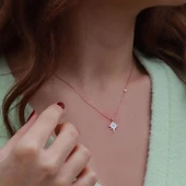 Kutup Yıldızı Figürlü Zirkon Taşlı Mine İşli Rose Gold Kaplama Gümüş Set thumbnail 5