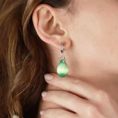 Kedi Gözü Taşlı Damla Model Gümüş Set thumbnail 4