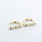 Mini Baget Taşlı Gold Kaplama Çubuk Küpe thumbnail 4