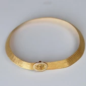 925 Ayar Gümüş Üzeri Gold Kaplama Osmanlı Tuğralı 7 Sıra Gümüş Trabzon Gerdanlık thumbnail 5