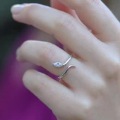 Zarif Ayarlanabilir Zirkon Taşlı Gümüş Yüzük thumbnail 2