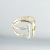 Tffny Modeli Gold Kaplama Ayarlanabilir Gümüş Yüzük thumbnail 4