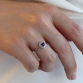 Kalp Pndr Ametist Taşlı 925 Ayar Gümüş Yüzük thumbnail 2