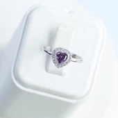 Kalp Pndr Ametist Taşlı 925 Ayar Gümüş Yüzük thumbnail 5