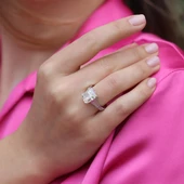 Emerald Kesim Pırlanta Renkli Zirkon Taşlı Gümüş Yüzük thumbnail 5