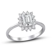 Zümrüt Kesim 1,25 Karat Tek Taş Model Sky Diamond Yüzük - 4