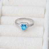 Kalp Pndr Model Aquamarin Taşlı Gümüş Yüzük thumbnail 2