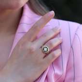 Zirkon Taşlı Mine İşli Kutup Yıldızı Ayarlanabilir Gümüş Yüzük thumbnail 4