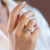 Zirkon Taşlı Hareketli  Kelebek Gümüş Yüzük thumbnail 3