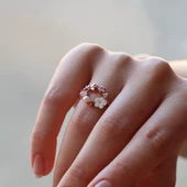 İnci ve Çiçek Motifli RoseGold Kaplama 925 Ayar Gümüş Yüzük thumbnail 2