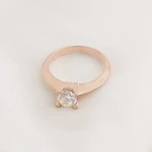 Tek Taş Round Kesim Rose Gold Kaplama Sky Diamond Yüzük thumbnail 3