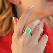 Oval Kesim Paraiba Taşlı Gümüş Yüzük thumbnail 1