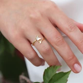 Sedefli Kelebek Gold Kaplama Minimal Yüzük thumbnail 3