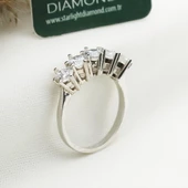 Taç Model 6 Tırnaklı Starlight Diamond 925 Ayar Gümüş Yüzük - 2