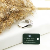 Zirkon Taş Çerçeveli Yüksek Montür Model 5 Taş Starlight Diamond Gümüş Yüzük thumbnail 2