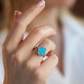 Alhambra Model Mavi Mine Taşlı Gümüş Yüzük thumbnail 1