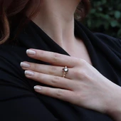 Elmas Montür Damla Model Gold Kaplama Gümüş Yüzük thumbnail 2