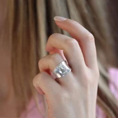 Zirkon Taşlı Moon İkon Gümüş Yüzük thumbnail 3