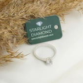 Mini U Montür Tek Taş Starlight Diamond Gümüş Yüzük thumbnail 4