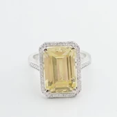 Sitrin Taşlı Zümrüt Kesim Gümüş Yüzük thumbnail 4