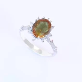 Zultanit Taşlı Elips Lotus Çiçeği Gümüş Yüzük thumbnail 2