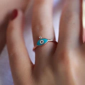 Zirkon Taşlı Mine İşli Göz Yüzük thumbnail 1