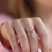 Aquamarin Taşlı İkon Gümüş Yüzük thumbnail 3