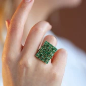 Yeşil Zirkon Taşlı Gold Kaplama 925 Ayar Gümüş Yüzük thumbnail 1