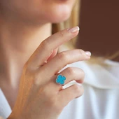 Alhambra Model Mavi Mine Taşlı Gümüş Yüzük thumbnail 3