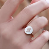 Mine İşli Rose Gold Kaplama Ayarlanabilir Gümüş Yüzük thumbnail 1